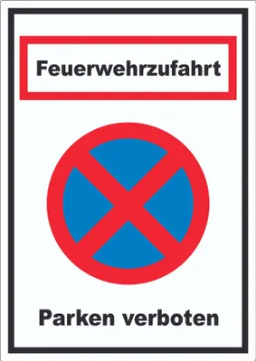 Produktbild von Feuerwehrzufahrt Parken verboten Aufkleber A4 (210x297mm)