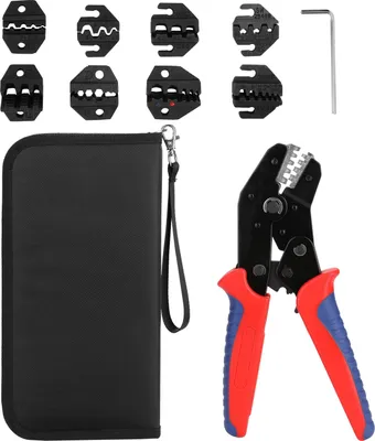 Immagine prodotto di SN-48BS Set di utensili per crimpare terminali, morsetti isolanti, pinza crimpatrice con 8 ganasce di ricambio
