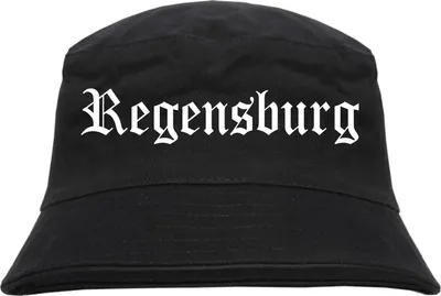 Produktbild von Regensburg Fischerhut - Altdeutsch - bedruckt - Bucket Hat Anglerhut Hut L/XL Schwarz
