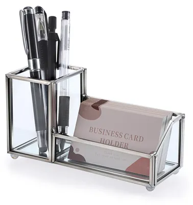 Produktbild von Visitenkartenetui aus Glas und Metall, transparent, 2 Fächer