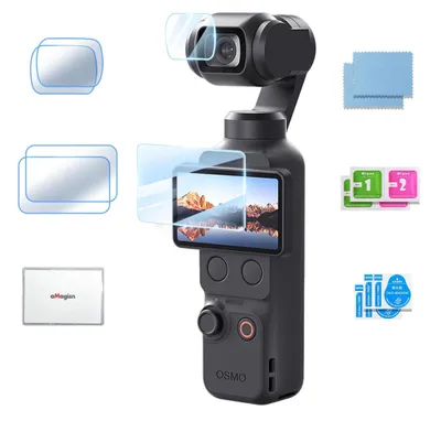 Obrázek produktu pro Ochranná fólie s tvrzeným sklem 9H pro DJI Osmo Pocket 4 / 3, balení 2+2 ks, příslušenství k fotoaparátu