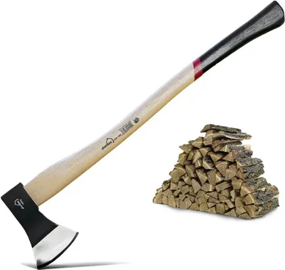 Produktbild von siwitec Holzaxt 1400 Gramm Kopfgewicht, Axt mit Hickory Holzstiel, Spaltaxt Holz, Beil, Universalaxt