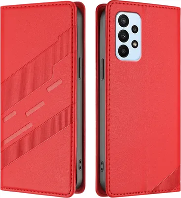 Image de Etui pour Samsung Galaxy A23 5G/4G, étui portefeuille en cuirPolyuréthaneavec fente pour carte et fonction stand Rot