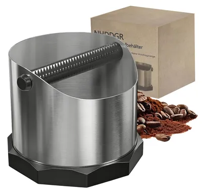 Espresso-Knockbox aus Edelstahl, 1,6 l, mit Klopfstab