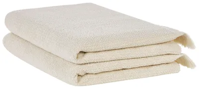 Produktbild von BELIANI Handtuch-Set Beige Baumwolle und Polyester 2-teilig Strandtuch 100 x 150 cm mit Fransen Modern Saugfähig Schnelltrocknend Ringgesponnen für Bad