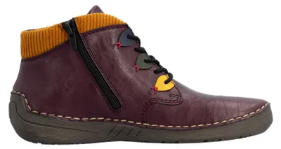 Produktbild von Rieker Damen Stiefelette sportlich mit bunten Patches und Einsatz aus Cord 52544, Größe:40 EU, Farbe:Rot