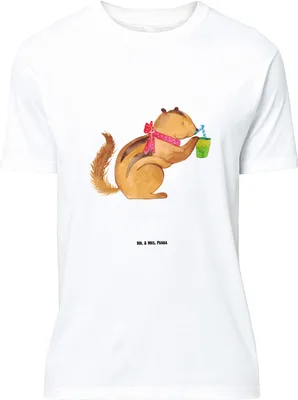 Produktbild von Mr. & Mrs. Panda Größe XL T-Shirt Eichhörnchen Smoothie - Weiß - Geschenk, Lustige Sprüche, Streifenhörnchen, Diät, Abnehmen, Green Smoothies, Shirt, mit Spruch, Tshirt