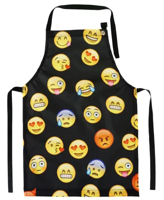 Produktbild von Kinderschürze Kind Malschürze Kunstkittel Kochschürze Apron Werkschürze mit einem Märchenmotiv Emoji Emoticon Gelb Schwarz [074]