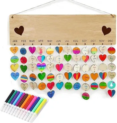 Immagine prodotto di Calendario in legno - Ricordo - Calendario perpetuo - Fai da te - Calendario regalo - Decorazioni in legno per la famiglia - Ricordo di giorni speciali