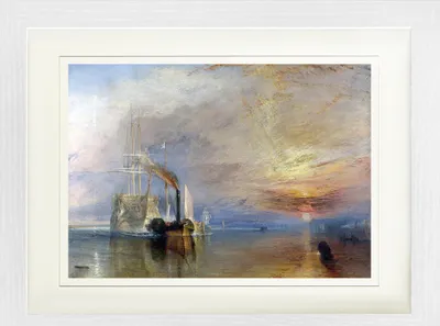 Obrázok produktu pre Joseph William Turner Zarámovaný obraz s jemným paspartovaním | Obrazy na stenu | V ráme - Bojujúci Temeraire, 1839 (30 x 40 cm)