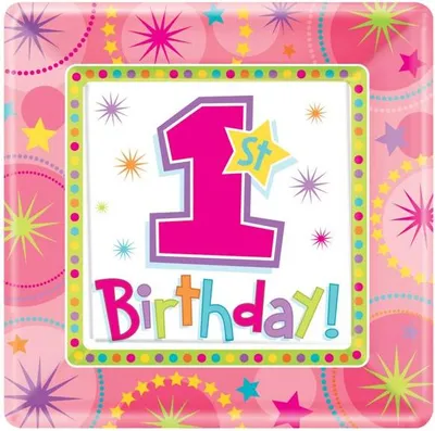 Image de Assiette premier anniversaire 26 cm 8 pcs