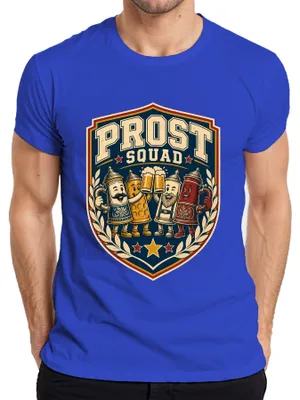 Obrázok produktu pre Prost Squad, , hrnček na pivo, veľký pohár, párty, kožené nohavice, tričko pre mužov, modrá farba, veľkosť 3XL