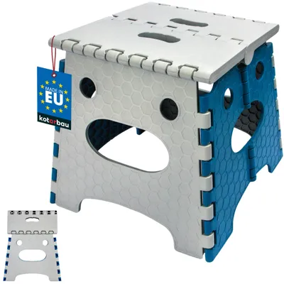 Immagine prodotto di KOTARBAU® Sgabello pieghevole 27 cm Sedia pieghevole Sgabello Sgabello pieghevole Antiscivolo e stabile Portatile Utile per la casa in plastica Grigio + Blu