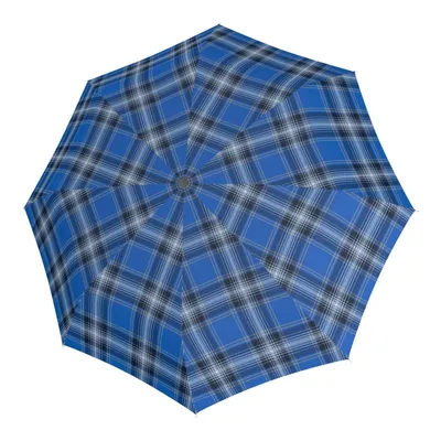 Image de doppler parapluie de poche parapluie Fiber Magic Check Printed Karo Gedruckt Blue bleu
