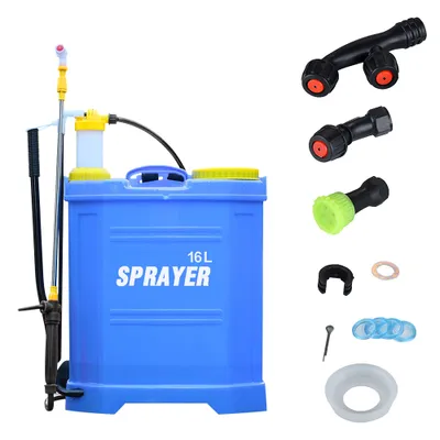 Image de Pulvérisateur à pression avec lance 16L pulvérisateur à dos pulvérisateur de jardin bleu