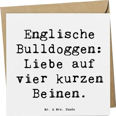 Produktbild von Mr. & Mrs. Panda doppelkarte Spruch Englische Bulldogge Liebe - Weiß - Geschenk, Grußkarte, Glückwunschkarte, liebevolle Hund, treue Hunde, Hunderasse, Hunderassen Pflege