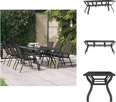 Zdjęcie produktu dla vidaXL Stół ogrodowy szaro-czarny 180x80x70 cm stal i szkło - Stoły ogrodowe