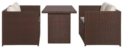 Produktbild von vidaXL 3-tlg. Bistro-Set mit Auflagen Poly Rattan Braun