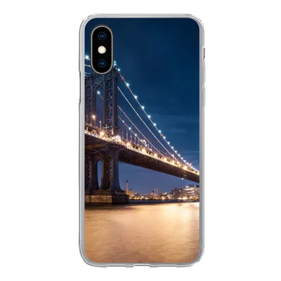Produktbild von MuchoWow® Handyhülle Schutzhülle Hülle für iPhone X New York - Manhattan - Mond Silikon Softcase Handy Hülle - Handyhülle