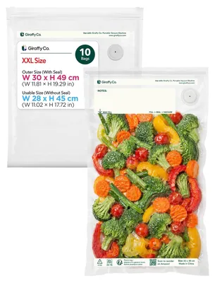 Zdjęcie produktu dla Wielorazowe worki próżniowe do przechowywania żywności, rozmiar XXL, zestaw 10 sztuk