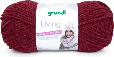 Produktbild von Gründl Wolle Living, 100 gr., tolle Schal- und Mützenwolle, 80 % Polyacryl/20% Polyamid weinrot (10)