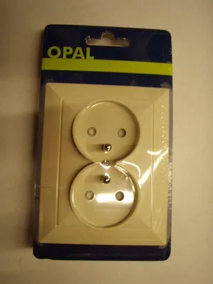 Image de Prise de courant double, avec mise à la terre et volet de protection, couleur opale/beige perle