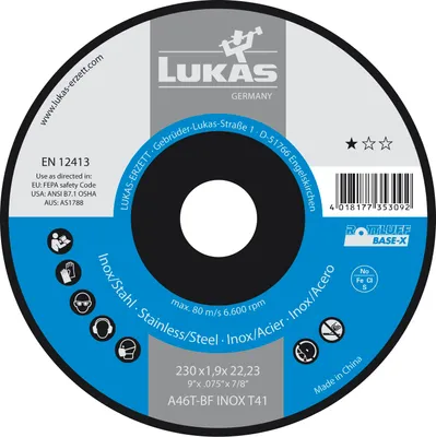 Produktbild von LUKAS Trennscheibe Base-X* gerade Form 230 x 1,9 x 22,23 mm