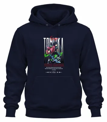 Productafbeelding van Giyu Tomioka, Demon Slayer, Water Hashira, Katana, Anime Cosplay, Uni Hoodie, Marineblauw, Maat S