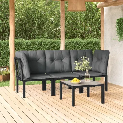 Produktbild von "2026 Promotion" 4-tlg. Garten-Lounge-Set - Sitzgruppe - Schwarz und Grau Poly Rattan - Gartenmöbelset CC9939