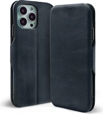 Produktbild von Conie Retro Klapp Tasche für iPhone 16 Pro Kartenfach Hülle Rundumschutz in Blau
