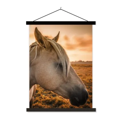 Produktbild von MuchoWow® Textilposter Pferd - Tiere - Porträt 60x80 cm mit schwarzem Rahmen - Plakathalter