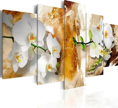 Produktbild von Leinwandbilder 200x100 cm b-A-0255-b-p Vlies Leinwandbild 5 tlg Kunstdruck modern Wandbilder XXL Wanddekoration Design Wand Bild ABSTRAKT BLUMEN ORCHIDEE