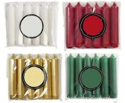 Produktbild von Cactula kurze Stabkerzen – Weihnachtsfarben – 24 Stück – 12 cm – Ø 2,1 cm