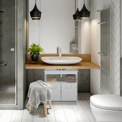 Produktbild von Weißer Badezimmer-Waschtisch mit Ablageflächen