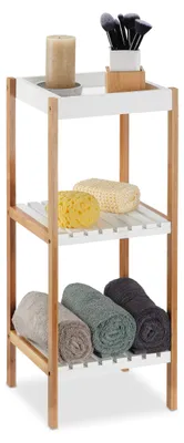 Badregal mit 3 Ablagen, Bambus & MDF, 72x30x29 cm, natur/weiß