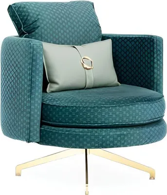 Image de Fauteuil rond Pivotant Vert Chaise pivotante Salon Coussin 1