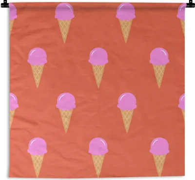 Produktbild von MuchoWow® Wandteppich Wandbehang Eiscreme - Muster - Sommer 150x150 cm Tapisserie Dekoration Wandtuch - Wohnaccessoires - Modernes
