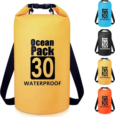 Image de Sac étanche, 30 litres, de couleur jaune, pour activités de plein air