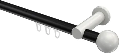 Produktbild von Interdeco Innenlaufstange / Gardinenstange mit Innenlauf Schwarz / Weiß, Typ Platon Luino (Kugel), 20 mm Ø 1-läufig, 520 cm