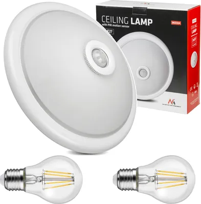 Immagine prodotto di Plafond LED con sensore PIR Maclean, a soffitto, con sorgente luminosa LED, 2x max. 40W, E27, 220-240V~ 50/60Hz, MCE324 + 2xMCE268