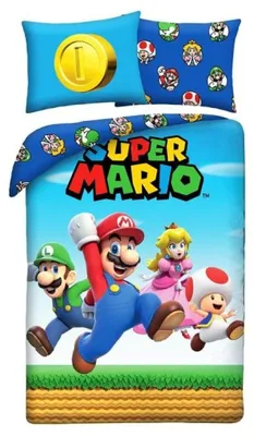 Zdjęcie produktu dla Poszwa na kołdrę Super Mario Niebieski - Poliester - 140 x 200 cm 70 x 90 cm