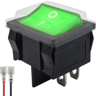 Produktbild von ProRide Wippschalter ON/OFF 2-polig, 250 V/6 A, Grün mit LED