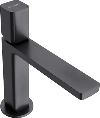 Produktbild von Mai & Mai Armatur Waschtischarmatur eckiges Design Badarmatur Schwarz matt Chrom 19,6cm hoch Waschtisch-Einhebelmischer DIN-Anschlüsse WAO-7901