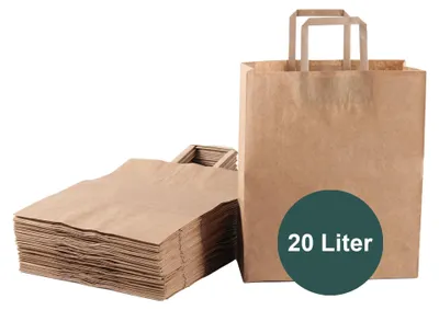 Image de Sacs en papier biodégradables avec anse - 50 pièces