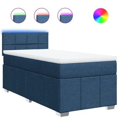Produktbild von vidaXL Boxspringbett mit Matratze Blau 90x200 cm Stoff