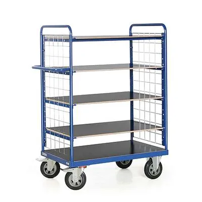 Produktbild von Bako Logistiksysteme Etagenwagen F600 mit 5 Ladeflächen und vergitterten Stirnwänden 1500mm hoch 850x500mm