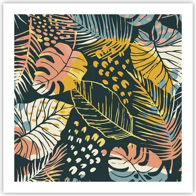 Produktbild von Poster - Poster ohne Rahmen - Blätter modern bunt - 60x60 cm - Wand Bild - Wanddeko - Wandbilder - Kunstposter - Wandposter - Bilder - Kunstdruck - Wanddekoration - Wandbild - P2XAC60x60-4630