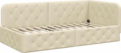 Obrázek produktu pro vidaXL Rohový rám postele krémový 90 x 200 cm látka