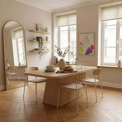 Image de Table à manger scandinave rectangulaire 180 cm effet bois clair - Oviala Davy