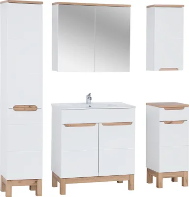 Zdjęcie produktu dla Nowoczesny Zestaw Mebli Łazienkowych 80 Cm Z Umywalką I Lustrem